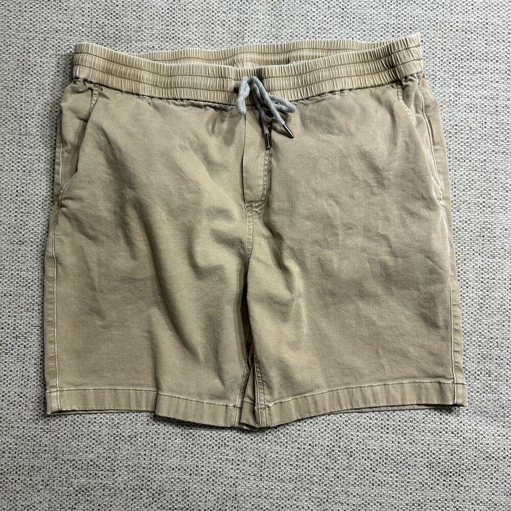 Faherty Men Shorts Size XL Tan Beige Sunrise Patch Comfort Lounge Drawstring